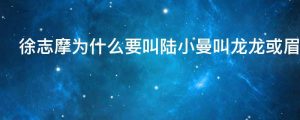 徐志摩为什么要叫陆小曼叫龙龙或眉有什么来历吗