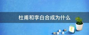 杜甫和李白合成为什么