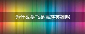 为什么岳飞是民族英雄呢