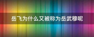 岳飞为什么又被称为岳武穆呢