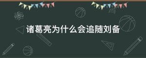 诸葛亮为什么会追随刘备