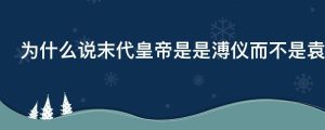 为什么说末代皇帝是是溥仪而不是袁世凯