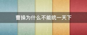 曹操为什么不能统一天下