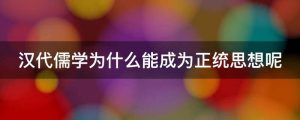 汉代儒学为什么能成为正统思想呢