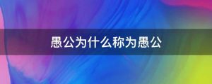 愚公为什么称为愚公