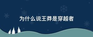 为什么说王莽是穿越者