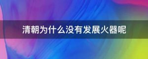 清朝为什么没有发展火器呢