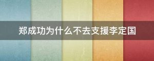 郑成功为什么不去支援李定国