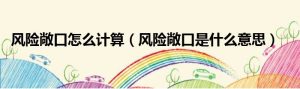 风险敞口怎么计算（风险敞口是什么意思）
