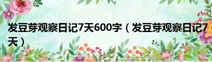 发豆芽观察日记7天600字（发豆芽观察日记7天）