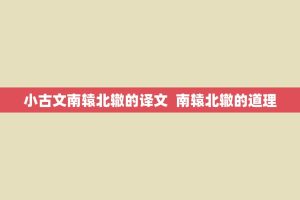 小古文南辕北辙的译文 南辕北辙的道理