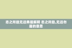 志之所趋无远弗届解释 志之所趋,无远勿届的意思