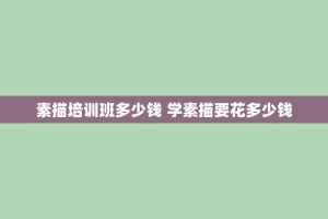 素描培训班多少钱 学素描要花多少钱