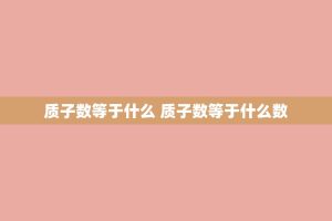质子数等于什么 质子数等于什么数