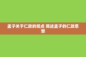 孟子关于仁政的观点 简述孟子的仁政思想