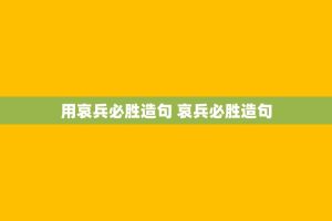 用哀兵必胜造句 哀兵必胜造句