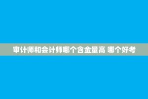 审计师和会计师哪个含金量高 哪个好考