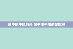 属于躯干肌的是 属于躯干肌的是哪些