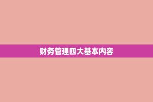 财务管理四大基本内容