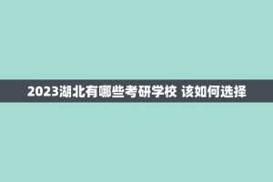 2023湖北有哪些考研学校 该如何选择