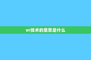 vr技术的意思是什么