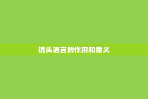 镜头语言的作用和意义