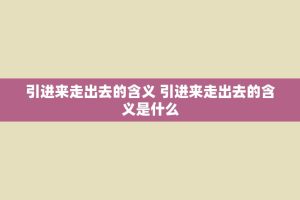 引进来走出去的含义 引进来走出去的含义是什么