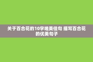 关于百合花的10字唯美佳句 描写百合花的优美句子