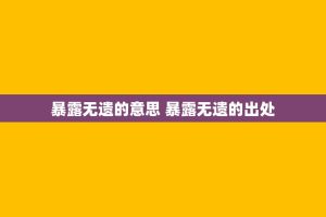 暴露无遗的意思 暴露无遗的出处