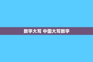 数字大写 中国大写数字