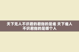 天下无人不识君的君指的是谁 天下谁人不识君指的是哪个人
