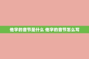 他字的音节是什么 他字的音节怎么写
