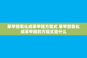 苯甲醇氧化成苯甲醛方程式 苯甲醇氧化成苯甲醛的方程式是什么