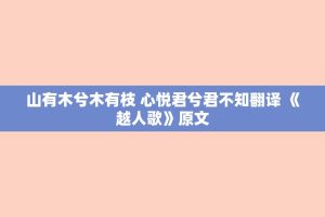 山有木兮木有枝 心悦君兮君不知翻译 《越人歌》原文