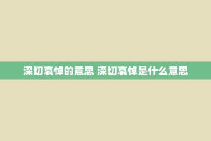 深切哀悼的意思 深切哀悼是什么意思